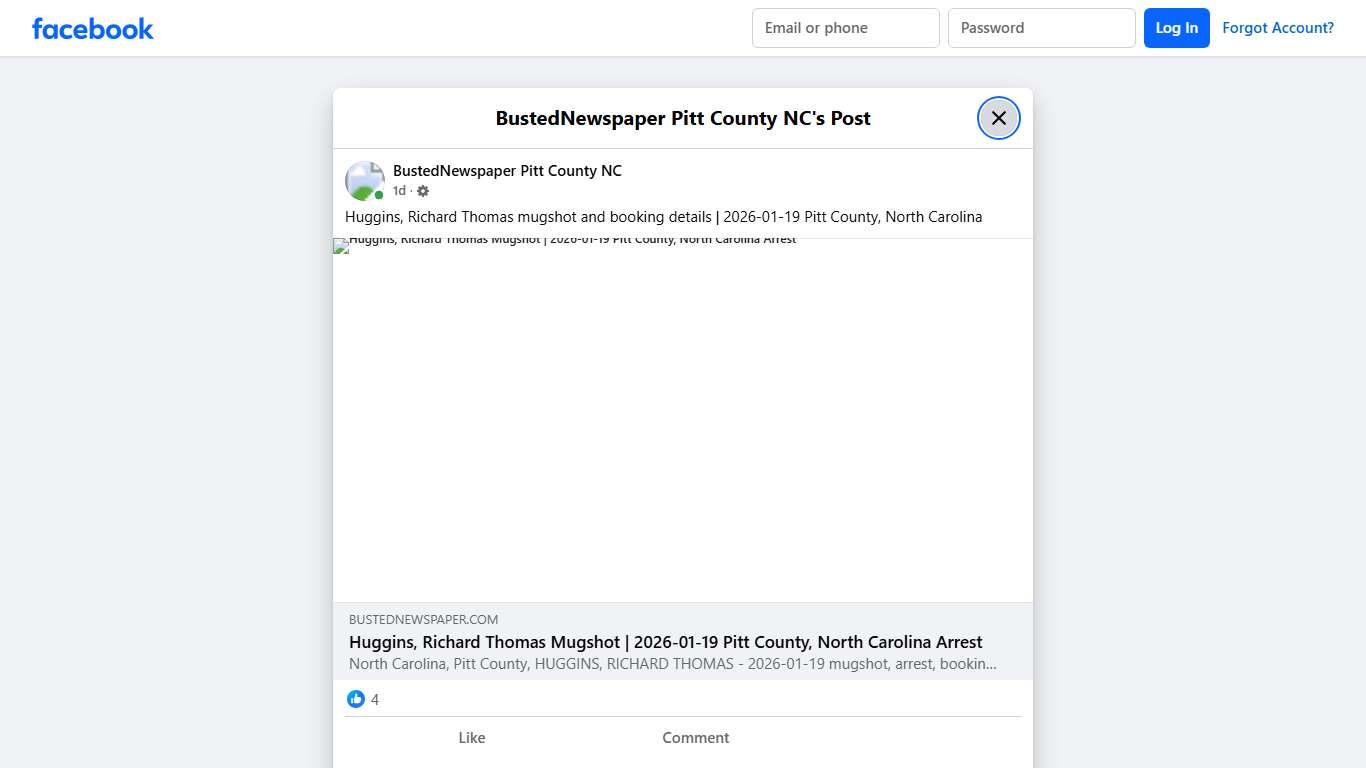 Huggins, Richard Thomas... - BustedNewspaper Pitt County NC | Facebook